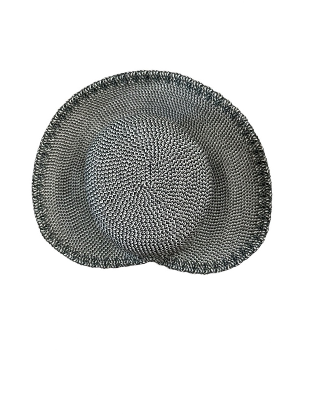 Nine West wide brim straw sun hat in woven black grey and white